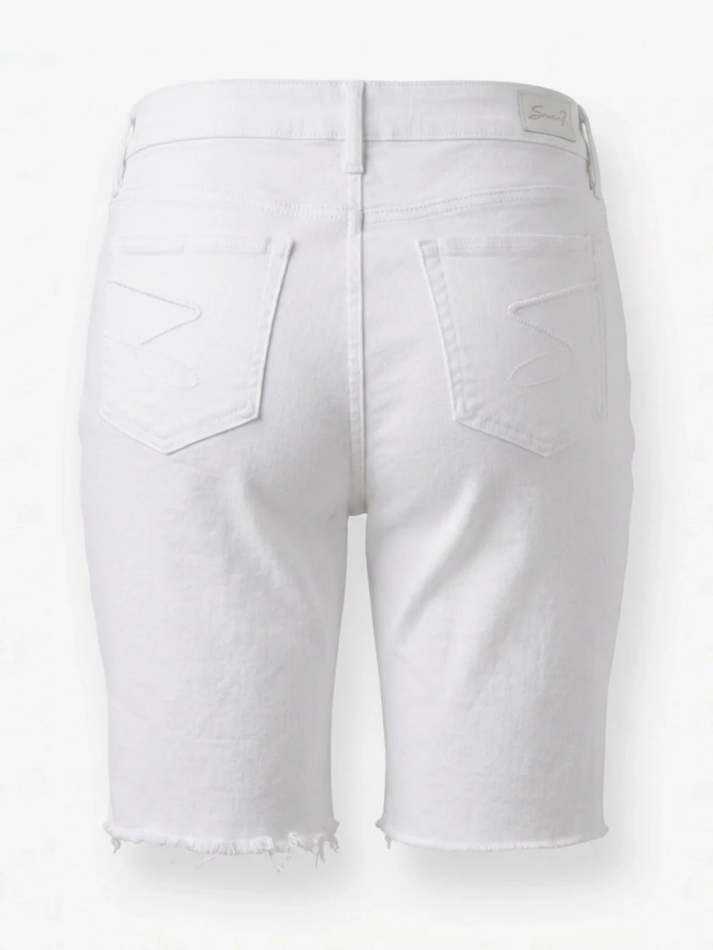 Seven7 Sunset Bermuda Shorts White Denim Frayed Hem 9